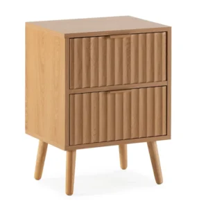 Mesita de noche Lluvia 2 cajones color roble